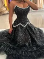 Glamorous A-line Straight Ruffles Ankle-Length Corset Prom Dress