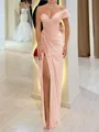 Stunning Sheath One-Shoulder Pleated Floor-Length Chiffon Corset Prom Dress