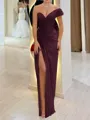 Stunning Sheath One-Shoulder Pleated Floor-Length Chiffon Corset Prom Dress