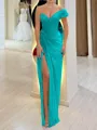 Stunning Sheath One-Shoulder Pleated Floor-Length Chiffon Corset Prom Dress