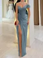 Stunning Sheath One-Shoulder Pleated Floor-Length Chiffon Corset Prom Dress