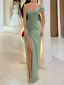 Stunning Sheath One-Shoulder Pleated Floor-Length Chiffon Corset Prom Dress
