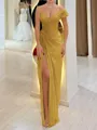 Stunning Sheath One-Shoulder Pleated Floor-Length Chiffon Corset Prom Dress