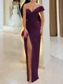 Stunning Sheath One-Shoulder Pleated Floor-Length Chiffon Corset Prom Dress