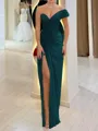 Stunning Sheath One-Shoulder Pleated Floor-Length Chiffon Corset Prom Dress