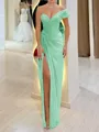 Stunning Sheath One-Shoulder Pleated Floor-Length Chiffon Corset Prom Dress