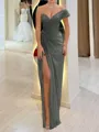 Stunning Sheath One-Shoulder Pleated Floor-Length Chiffon Corset Prom Dress