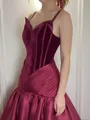 Stunning A-line Sweetheart Ruffles Sweep Train Satin Corset Prom Dress