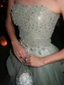 Glamorous A-line Straight Cascading Ruffles Floor-Length Tulle Prom Dress