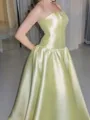 Perfect A-line Straight Ruffles Floor-Length Satin Corset Prom Dress