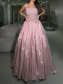 Glamorous A-line Square Ruffles Sweep Train Taffeta Corset Prom Dress