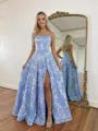 Glamorous A-line Straight Floor-Length Prom Dress