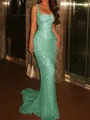 Pretty Sheath Square Rhinestone Sweep Train Corset Prom Dress