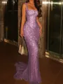 Pretty Sheath Square Rhinestone Sweep Train Corset Prom Dress