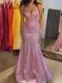 Hot Sheath Spaghetti Straps Sequin Sweep Train Corset Prom Dress