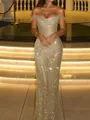 Delicate Sheath Off-the-Shoulder Pleated Floor-Length Corset Prom Dress