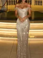 Delicate Sheath Off-the-Shoulder Pleated Floor-Length Corset Prom Dress