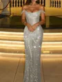 Delicate Sheath Off-the-Shoulder Pleated Floor-Length Corset Prom Dress