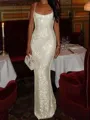 Fashion-forward Sheath Square Sequin Floor-Length Prom Dress