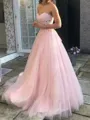 Unique A-line Sweetheart Ruffles Floor-Length Tulle Corset Prom Dress