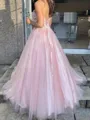 Unique A-line Sweetheart Ruffles Floor-Length Tulle Corset Prom Dress