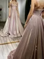 Glamorous A-line Spaghetti Straps Ruffles Floor-Length Prom Dress
