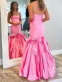 Fitted Mermaid Straight Flower Floor-Length Taffeta Corset Prom Dress