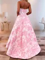 Chic A-line Straight Rhinestone Sweep Train Corset Prom Dress