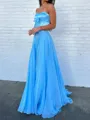 Unique A-line Straight Bow Floor-Length Chiffon Corset Prom Dress