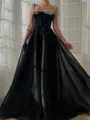 Flattering A-line Square Rhinestone Floor-Length Corset Prom Dress