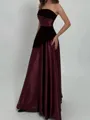 Timeless A-line Straight Pleated Floor-Length Satin Corset Prom Dress