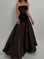 Timeless A-line Straight Pleated Floor-Length Satin Corset Prom Dress