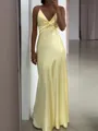 Beautiful A-line V-Neck Pleated Floor-Length Silk Like Satin Prom Dress