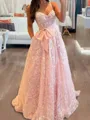 Trendy A-Line Sweetheart Bow Sweep Train Lace Corset Prom Dress