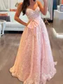 Trendy A-Line Sweetheart Bow Sweep Train Lace Corset Prom Dress
