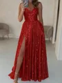 Opulent A-Line Sweetheart Sequin Floor-Length Corset Prom Dress