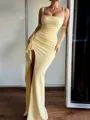 Stunning Sheath Square Pleated Floor-Length Jersey Prom Dress
