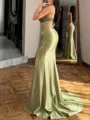 Trendy Sheath Straight Beading Sweep Train Corset Prom Dress