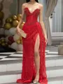 Aristocratic Sheath Sweetheart Beading Sweep Train Corset Prom Dress
