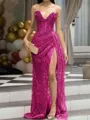 Aristocratic Sheath Sweetheart Beading Sweep Train Corset Prom Dress