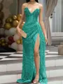 Aristocratic Sheath Sweetheart Beading Sweep Train Corset Prom Dress