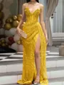 Aristocratic Sheath Sweetheart Beading Sweep Train Corset Prom Dress