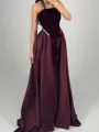Glam A-Line Straight Ruffles Floor-Length Velvet Prom Dress