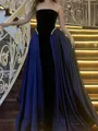 Glam A-Line Straight Ruffles Floor-Length Velvet Prom Dress
