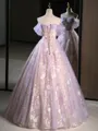 Unique A-Line Off-the-Shoulder Appliques Lace Floor-Length Lace Prom Dress
