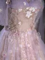 Unique A-Line Off-the-Shoulder Appliques Lace Floor-Length Lace Prom Dress