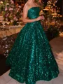 Delicate A-Line Straight Sequin Floor-Length Sequins Prom Dress