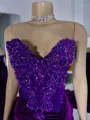 Opulent Mermaid Sweetheart Beading Chapel Train Velvet Corset Prom Dress