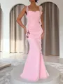 Grand Sheath Square Ruffles Floor-Length 30D Chiffon Corset Prom Dress