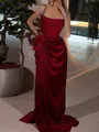 Show-stopping Sheath Square Beading Sweep Train Jersey Prom Dress